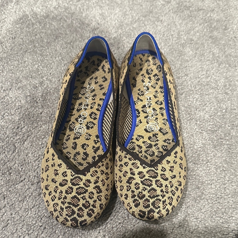 Rothy's Tan and Black Leopard Flats